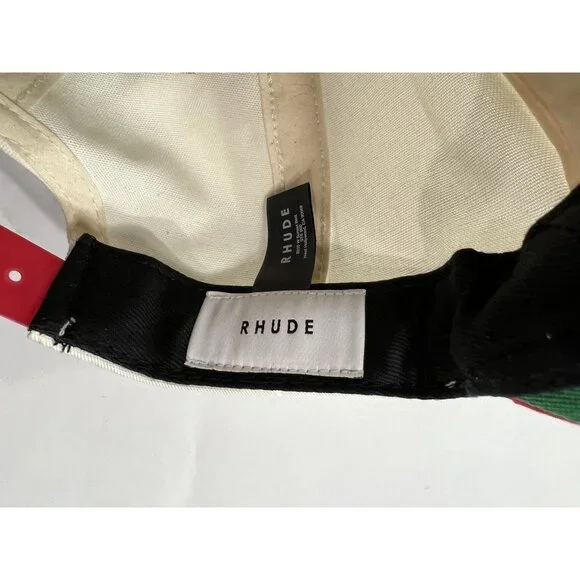 RHUDE Rossa Logo Embroidered Cap in Cardigan Red Off White